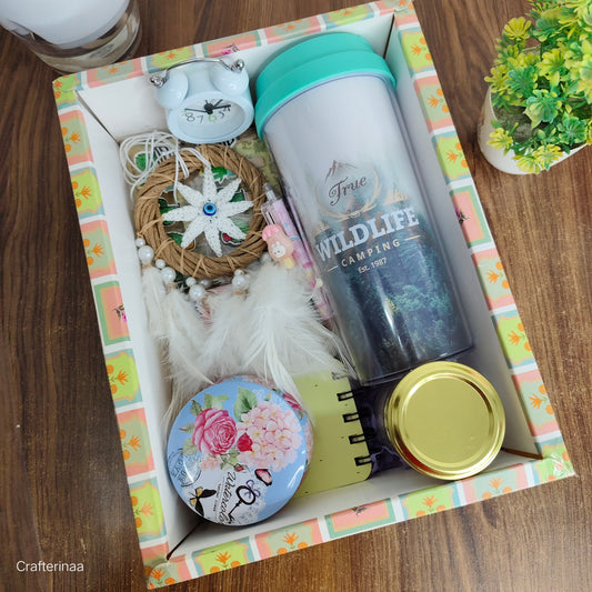 Aesthetic Self-Care & Wellness Gift Hamper | Tumbler, Dreamcatcher, Mini Journal & Scented Candle Set
