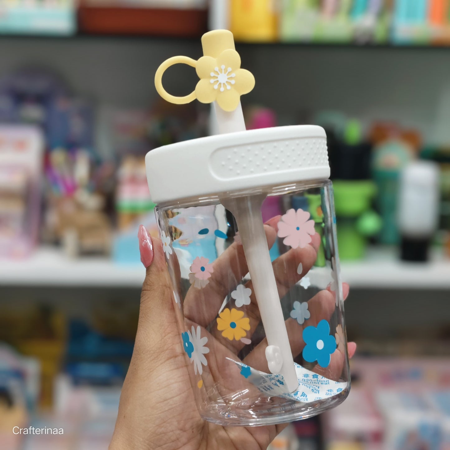 Floral Sipper Cup with Straw & Lid – Cute Reusable Water Bottle for Kids & Adults|BPA free plastic tumbler