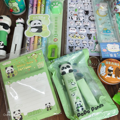 Panda Theme Cute Stationery Gift Hamper | Kawaii Panda School & Office Supplies Set