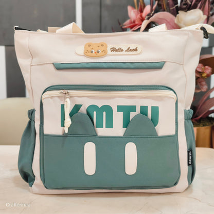 Cute Cartoon Bear Tote Backpack – Multi-Pocket college/School & Travel Bag