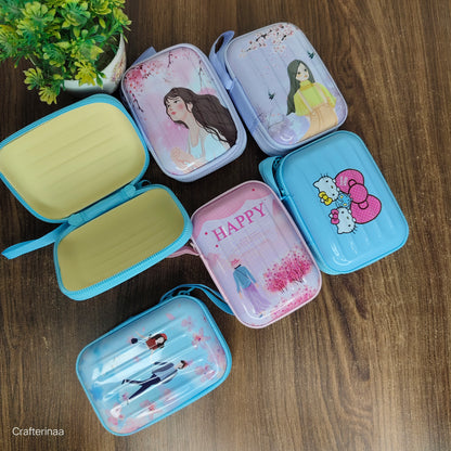 Cute Hardtop Coin Pouch for Kids & Teens | Cartoon Mini Zipper Pouch | Coin & Small Essentials Holder