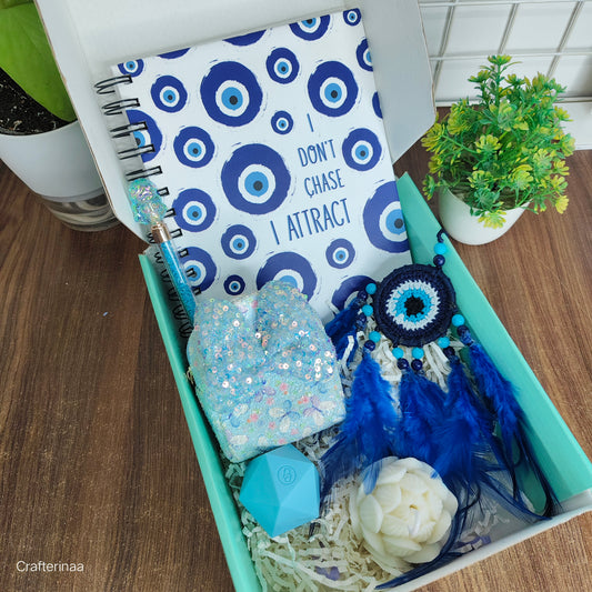 Premium Blue Evil Eye Gift Hamper – Manifest Journal & Decor Set