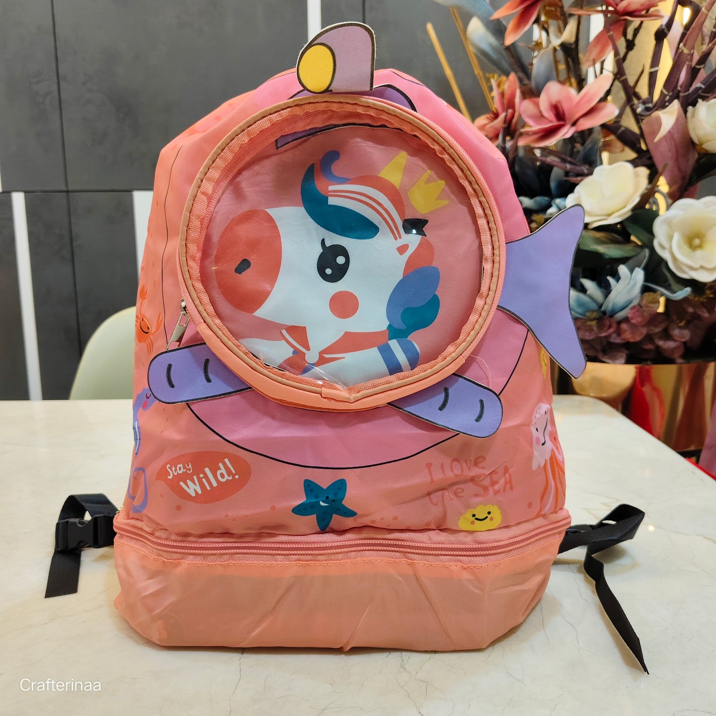 "3D Transparent Bubble Kids Backpack – Ocean & Animal Theme School Bag for Boys & Girls"